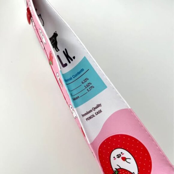 Brand New Strawberry Milk Carton Pencil Case Stationery - Picture 2 of 3